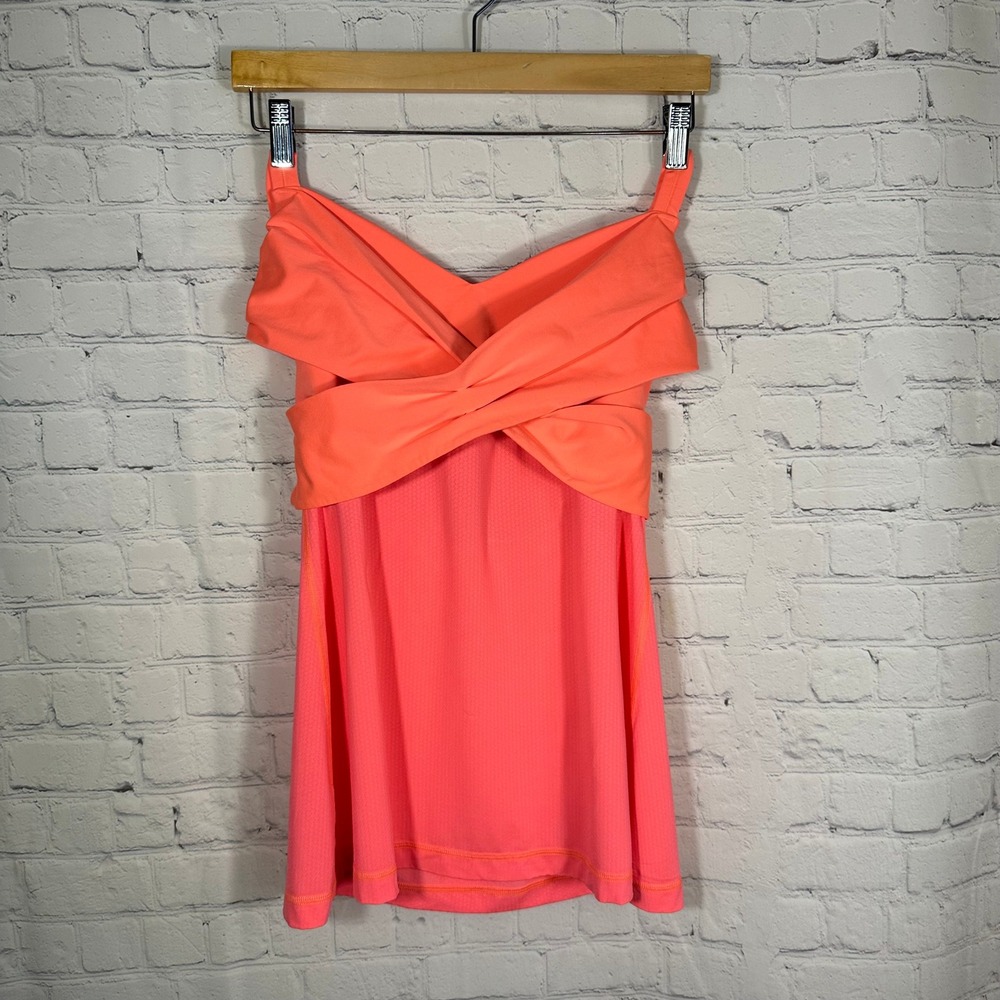 Lululemon Crossover Wrap Front Racerback Tank Top Coral Pink Women Size 12